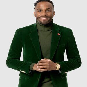 Mens Blazer - Cheap Priced Mens Sport Coat -Mens Two Button Modern Fit Velvet Bl
